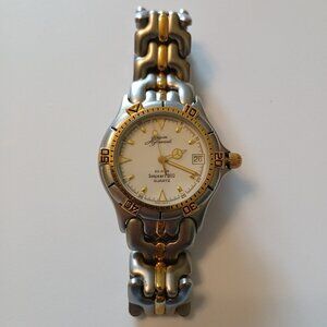 Jacques Prevard Men's Gold Silver Tone Seapearl 600 Watch Quartz WR 20ATM Swiss
